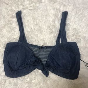 Denim tie front crop top size medium